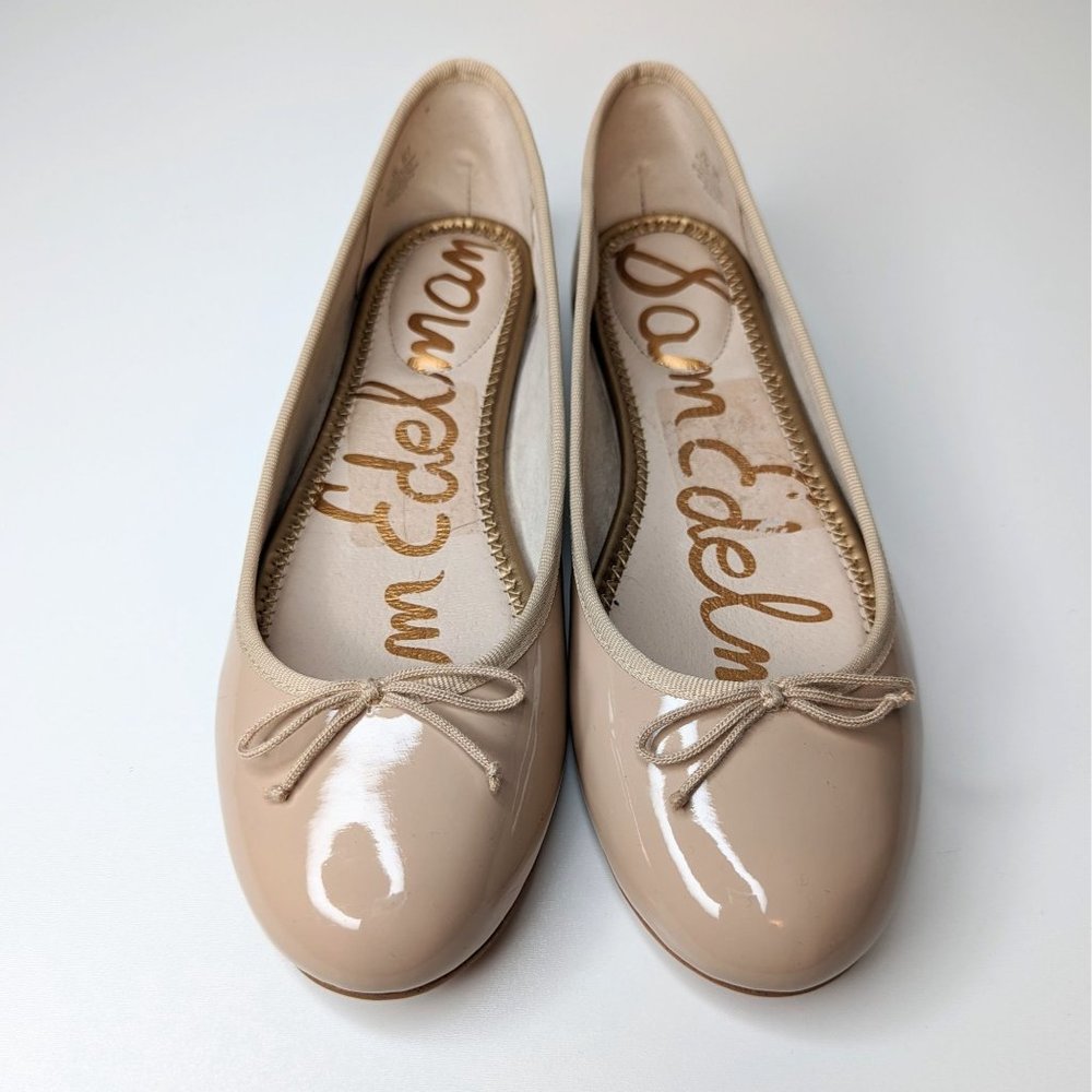 Sam Edelman nude tan cream ballet flats faux patent size 8.5
